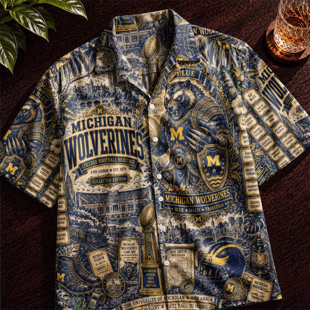 Michigan Wolverines Football Hawaiian Shirt – Retro Inspired Shirt