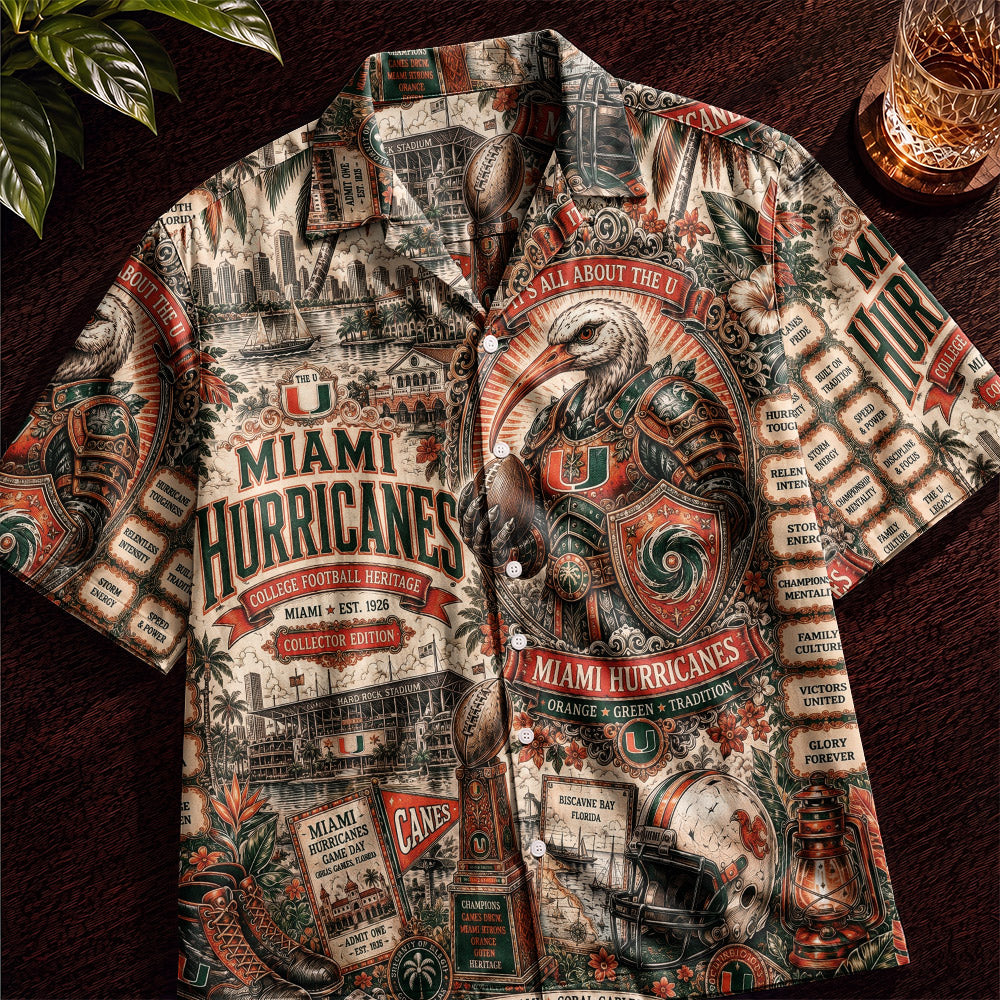 Miami Hurricanes Football Hawaiian Shirt – Retro Inspired Shirt