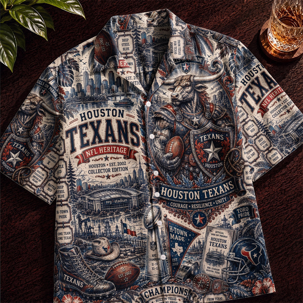 Houston Texans Football Hawaiian Shirt – Retro Inspired Shirt