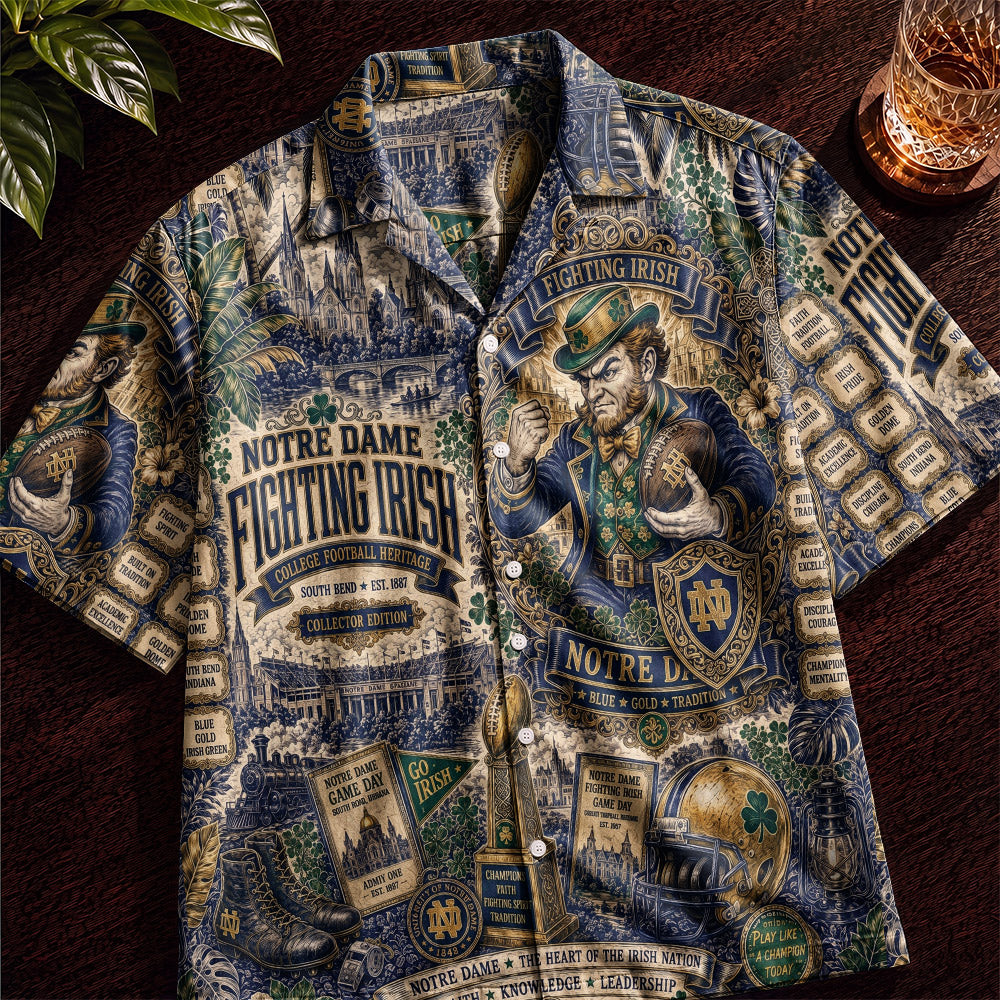 Notre Dame Fighting Irish Football Hawaiian Shirt – Retro Inspired Shirt