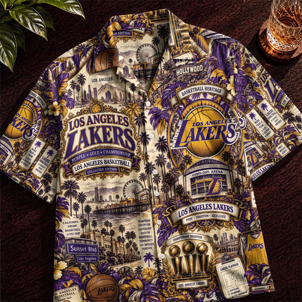 Los Angeles Lakers Basketball Hawaiian Shirt – Retro Inspired Shirt