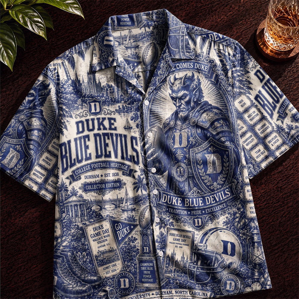 Duke Blue Devils Football Hawaiian Shirt – Retro Inspired Shirt