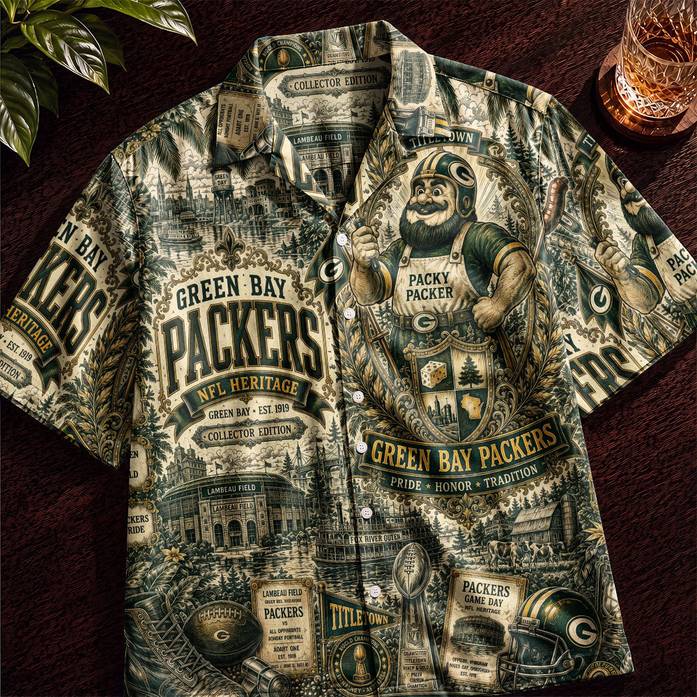 Green Bay Packers Football Hawaiian Shirt – Retro Inspired Shirt