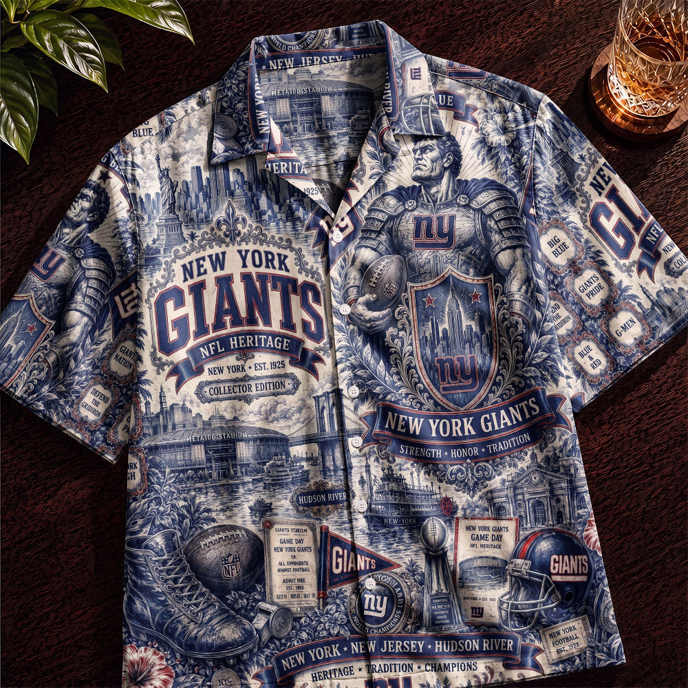New York Giants Football Hawaiian Shirt – Retro Inspired Shirt