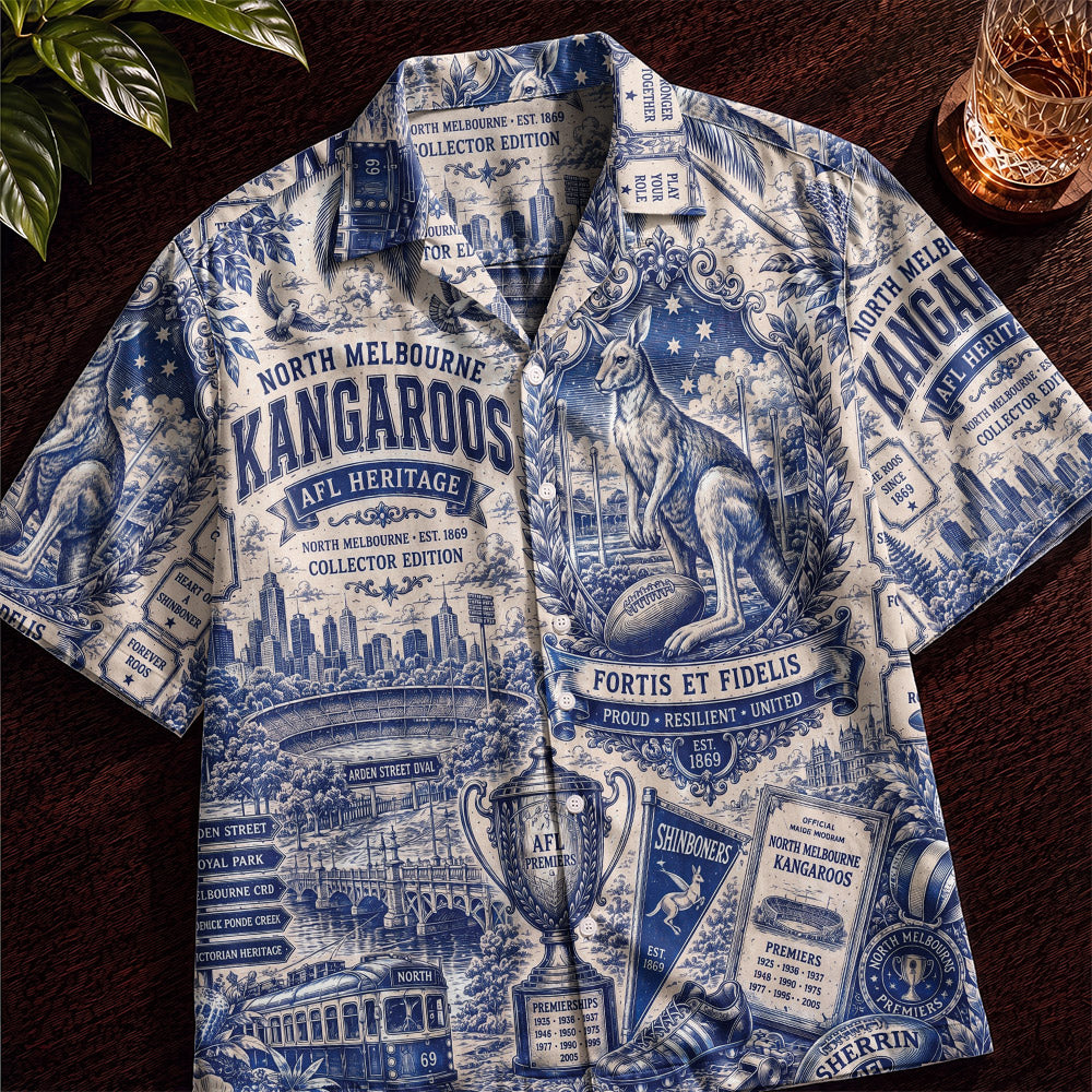 North Melbourne Kangaroos Hawaiian Shirt – Retro Inspired Shirt
