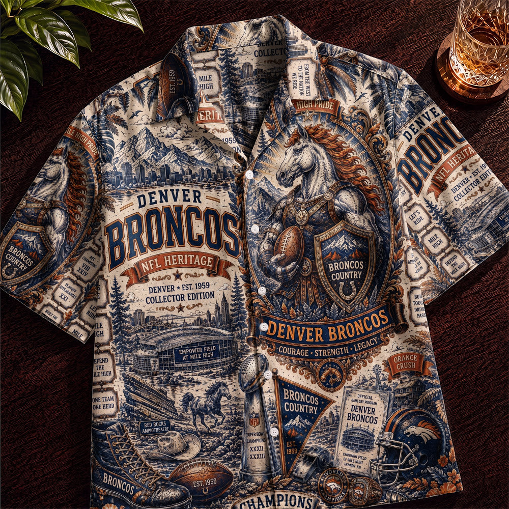 Denver Broncos Football Hawaiian Shirt – Retro Inspired Shirt
