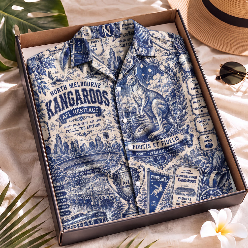 North Melbourne Kangaroos Hawaiian Shirt – Retro Inspired Shirt