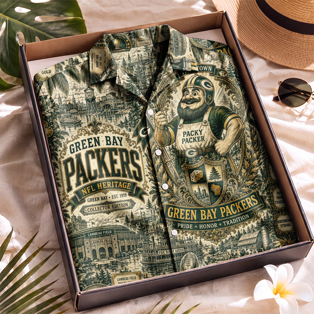 Green Bay Packers Football Hawaiian Shirt – Retro Inspired Shirt