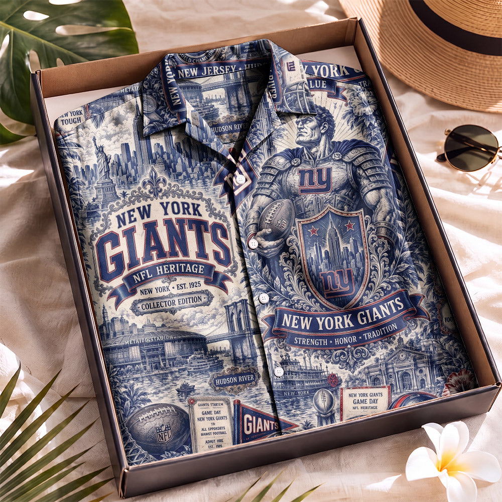 New York Giants Football Hawaiian Shirt – Retro Inspired Shirt