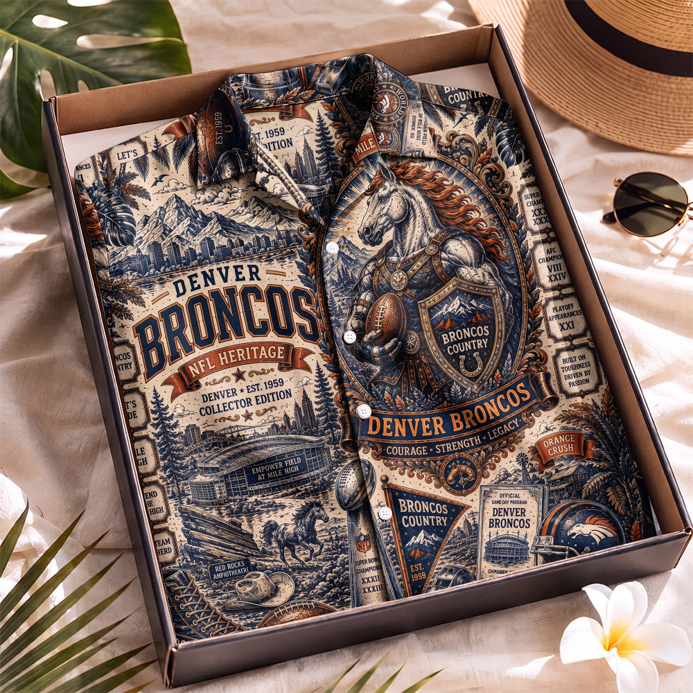 Denver Broncos Football Hawaiian Shirt – Retro Inspired Shirt
