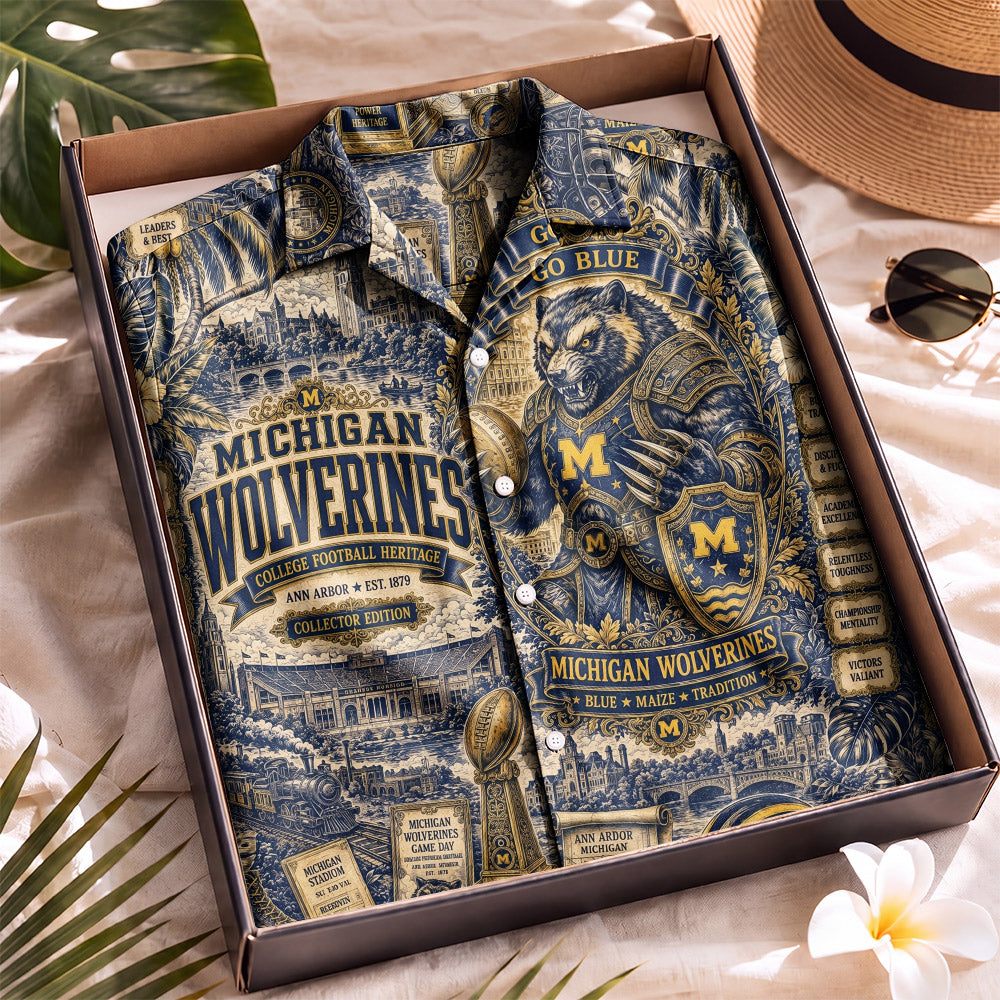 Michigan Wolverines Football Hawaiian Shirt – Retro Inspired Shirt
