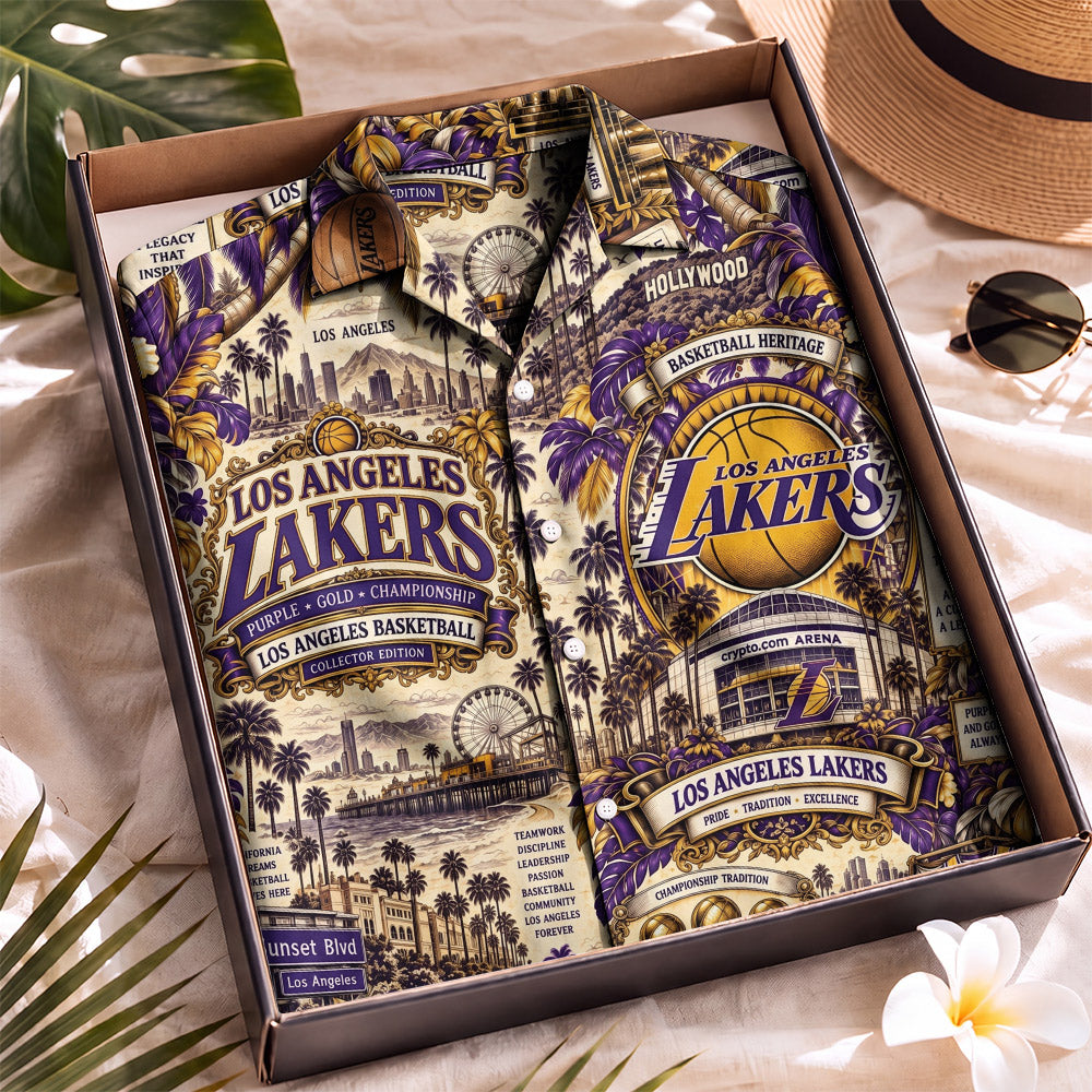 Los Angeles Lakers Basketball Hawaiian Shirt – Retro Inspired Shirt