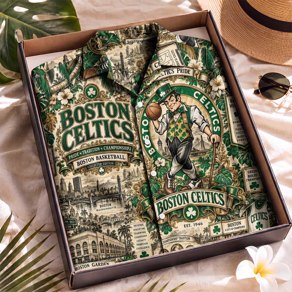 Boston Celtics Basketball Hawaiian Shirt – Retro Inspired Shirt