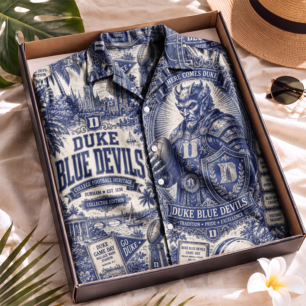 Duke Blue Devils Football Hawaiian Shirt – Retro Inspired Shirt