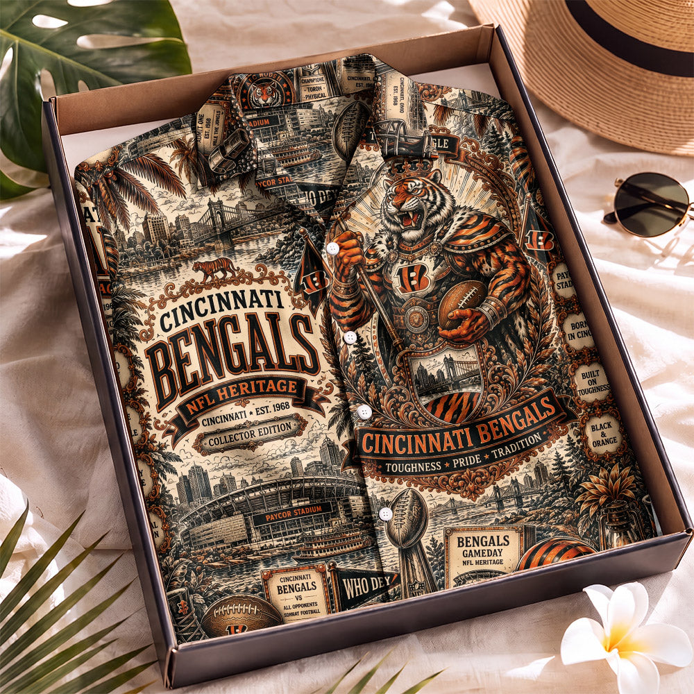 Cincinnati Bengals Football Hawaiian Shirt – Retro Inspired Shirt