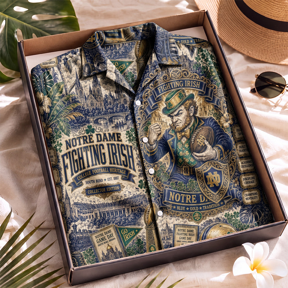 Notre Dame Fighting Irish Football Hawaiian Shirt – Retro Inspired Shirt