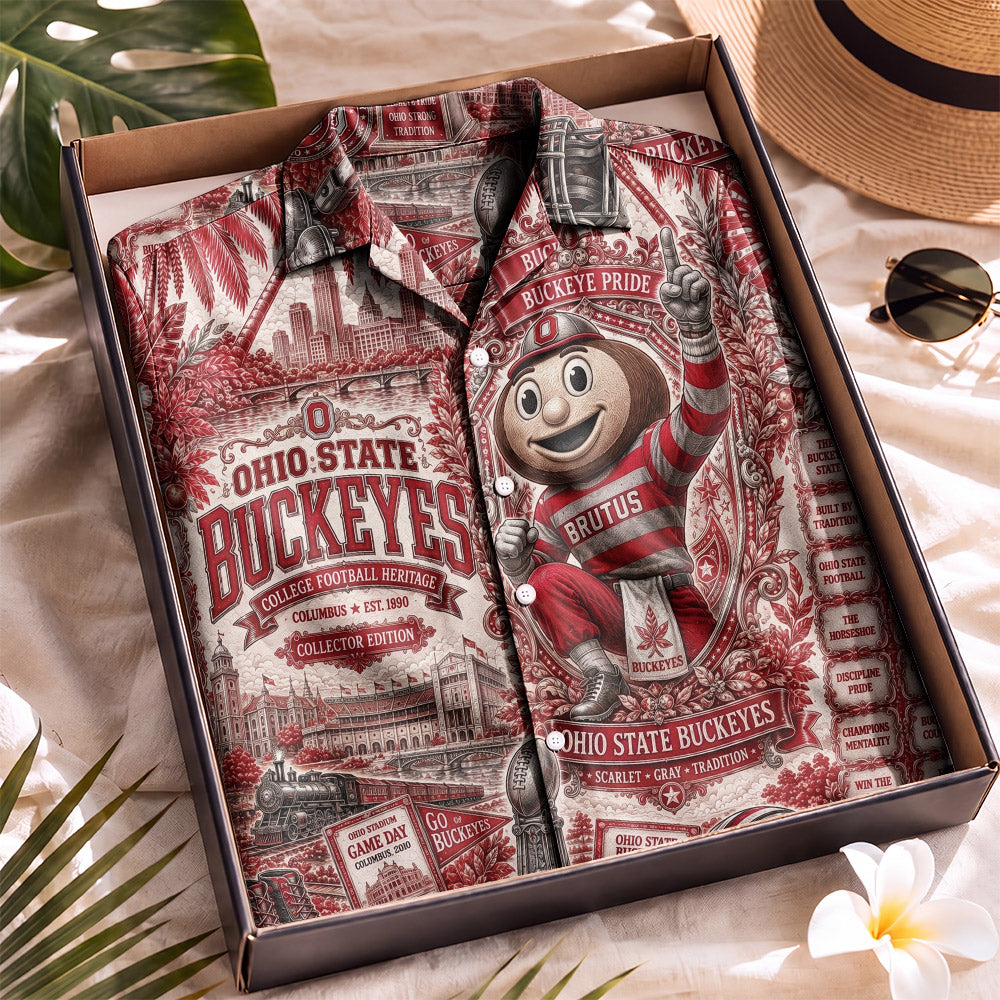 Ohio State Buckeyes Football Hawaiian Shirt – Retro Inspired Shirt