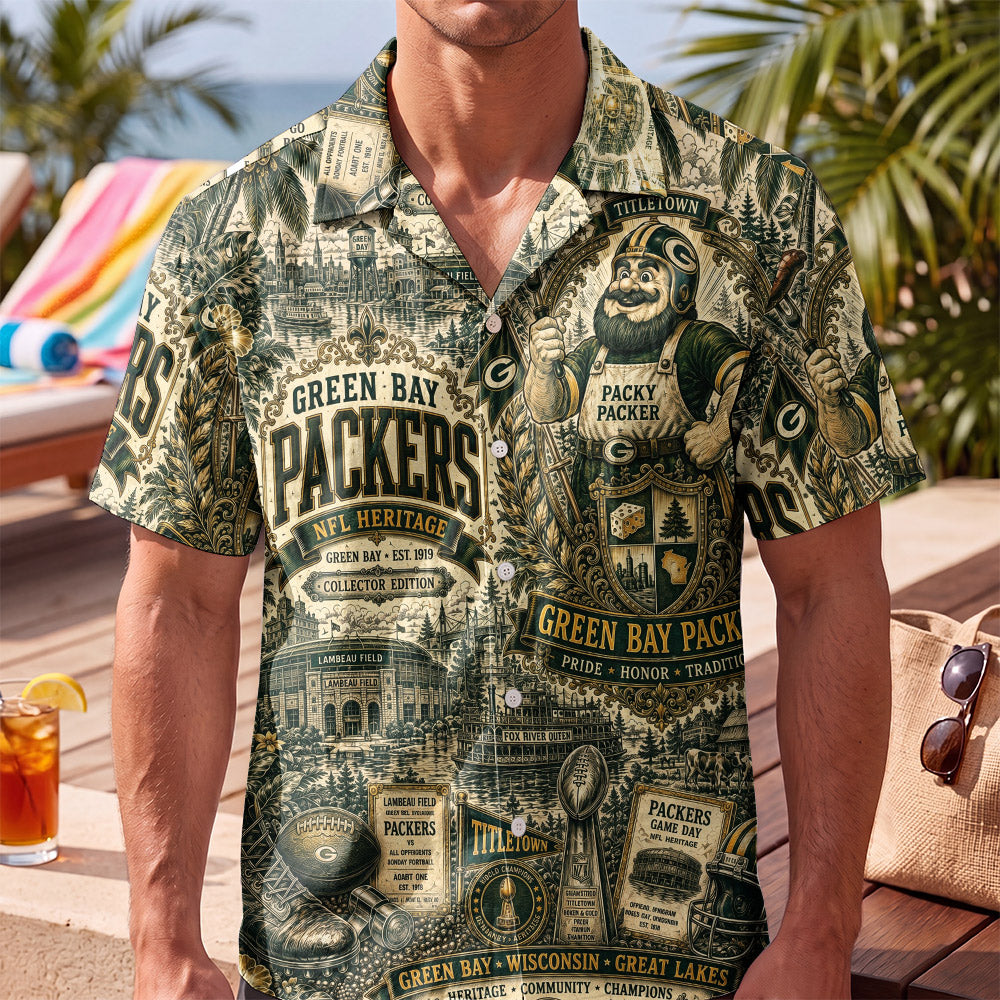 Green Bay Packers Football Hawaiian Shirt – Retro Inspired Shirt