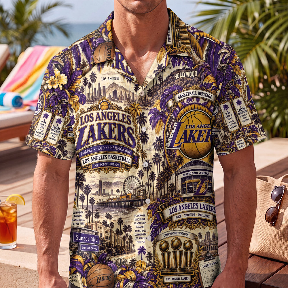 Los Angeles Lakers Basketball Hawaiian Shirt – Retro Inspired Shirt