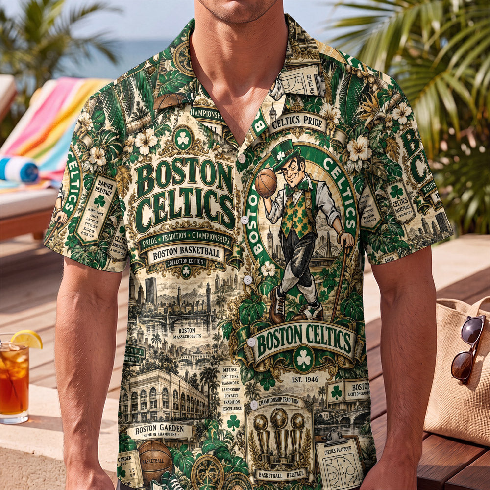 Boston Celtics Basketball Hawaiian Shirt – Retro Inspired Shirt