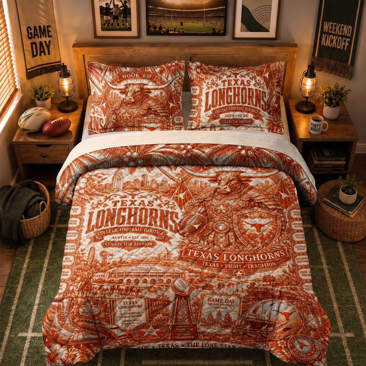 Texas Longhorns Bedding Set With Pillowcases