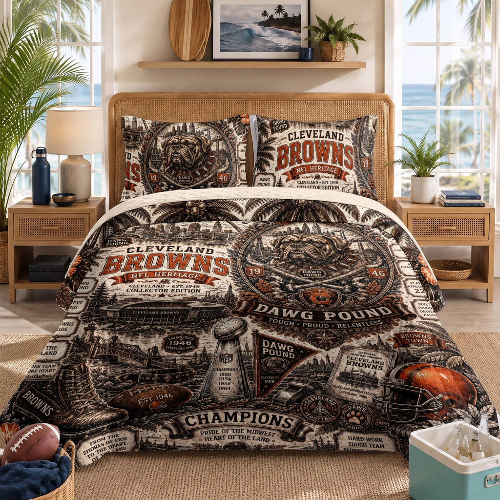 Cleveland Browns Bedding Set With Pillowcases
