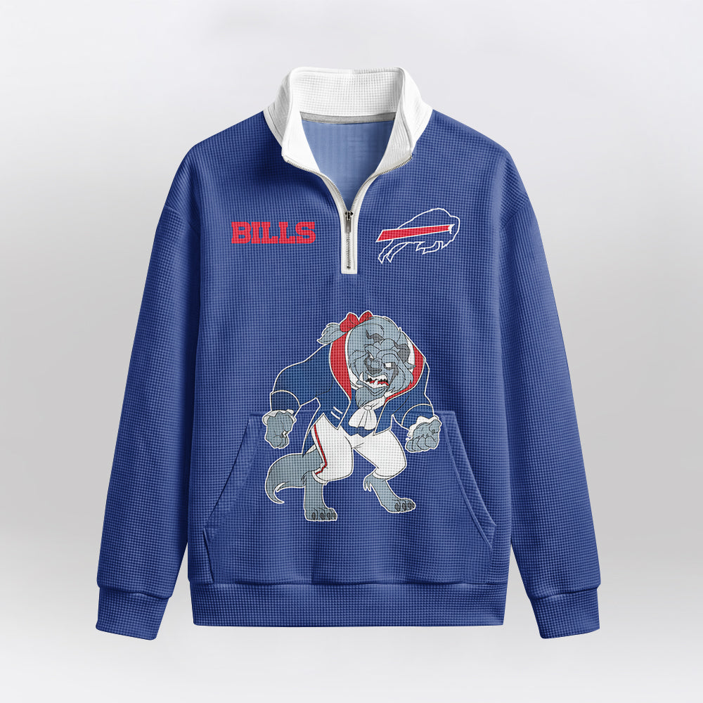 Buffalo B.I.L.L.S x The B.E.A.S.T Quarterzip Waffle Sweatshirt