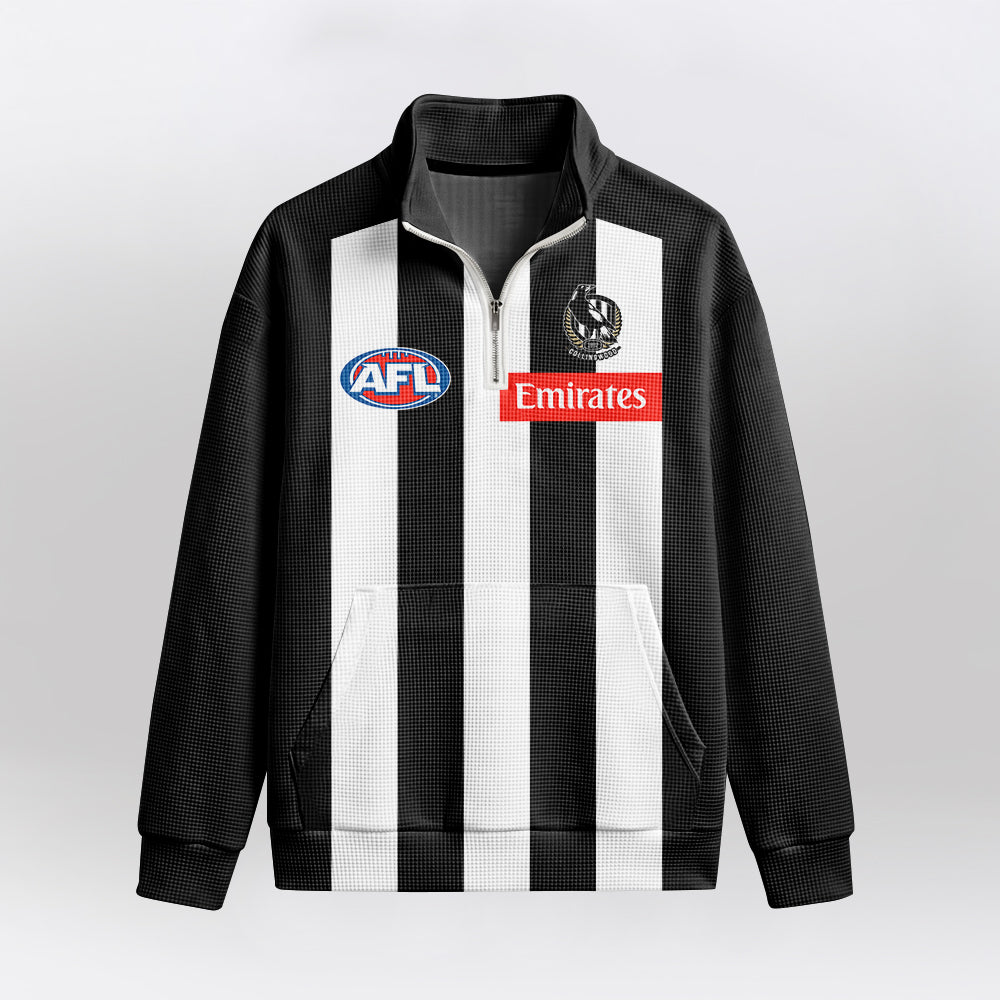 Collingwood Football 10 Pendlebury Quarterzip Waffle Sweatshirt