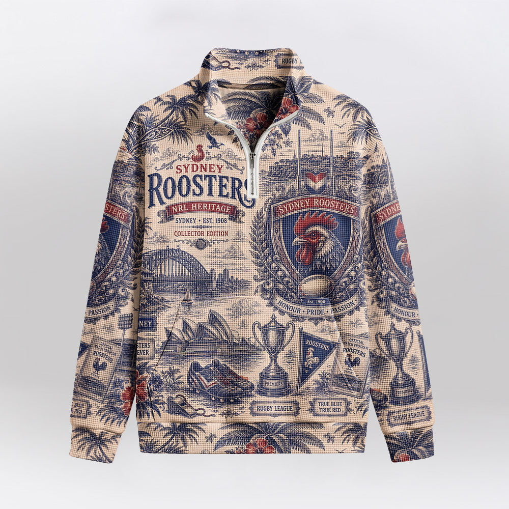 Sydney Roosters Quarterzip Waffle Sweatshirt