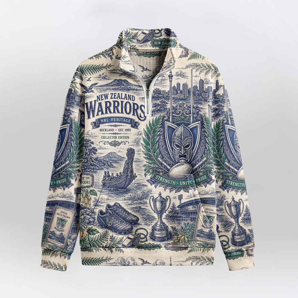 New Zealand Warriors Quarterzip Waffle Sweatshirt