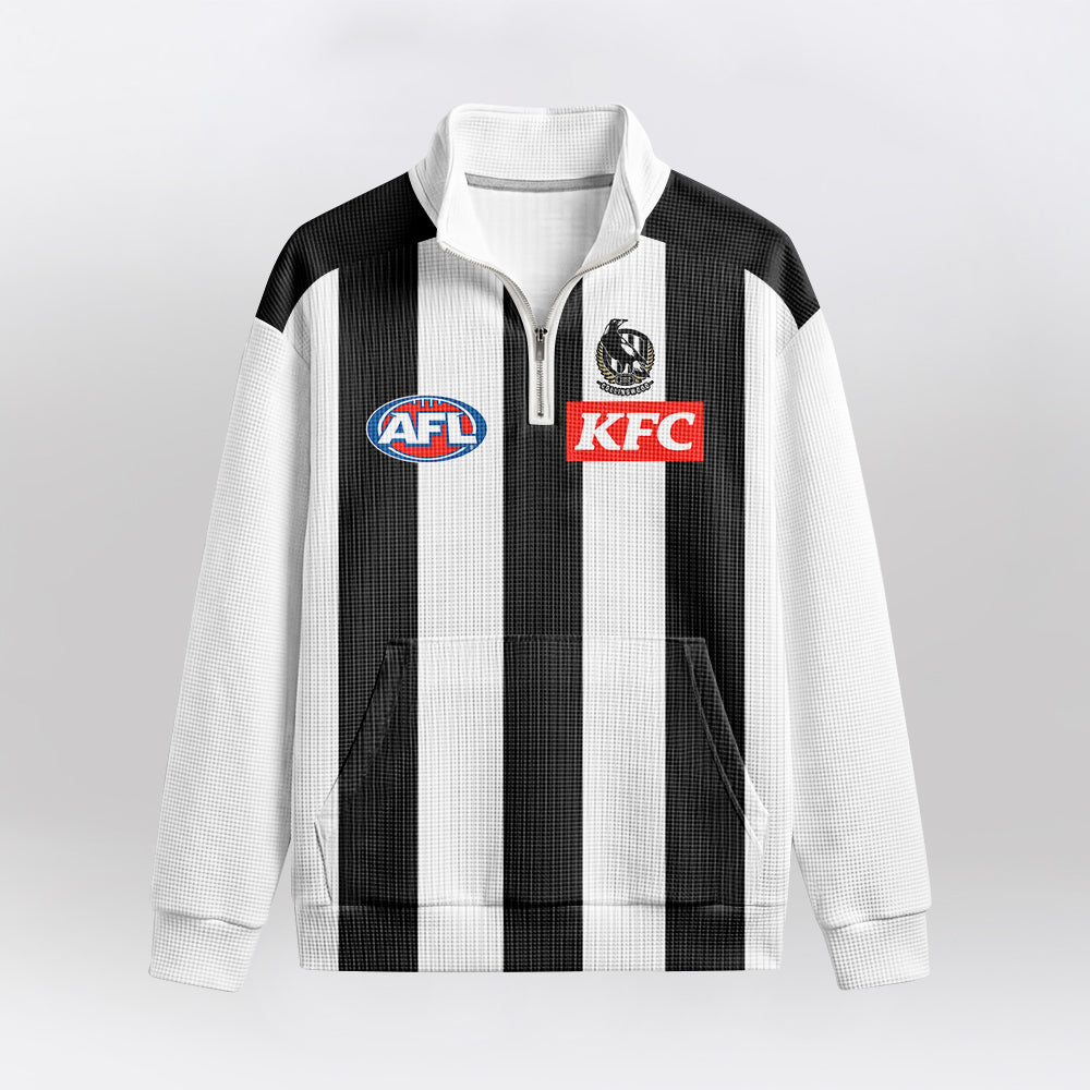 Collingwood Football 10 Pendlebury Quarterzip Waffle Sweatshirt