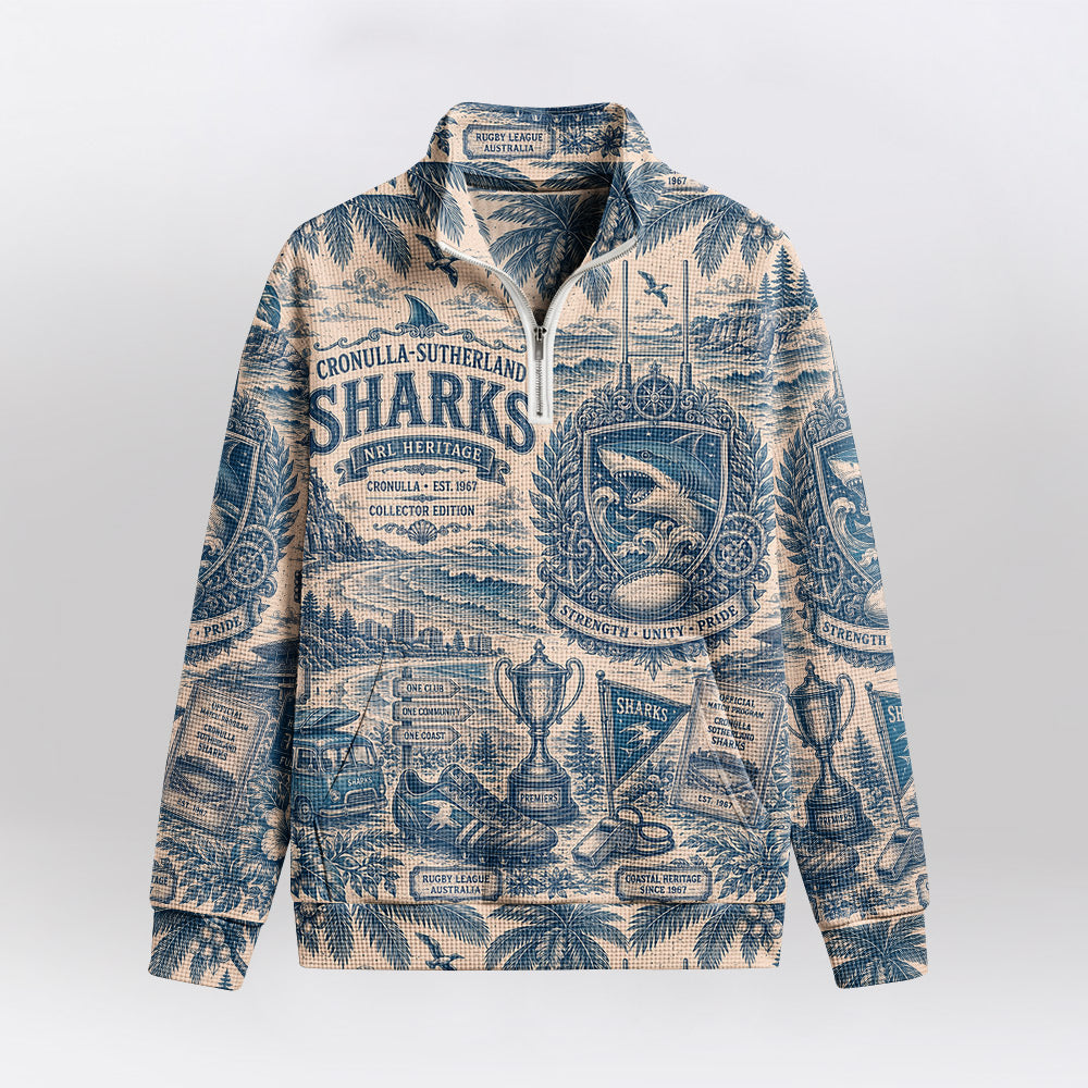 Cronulla-Sutherland Quarterzip Waffle Sweatshirt