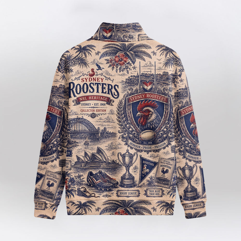 Sydney Roosters Quarterzip Waffle Sweatshirt