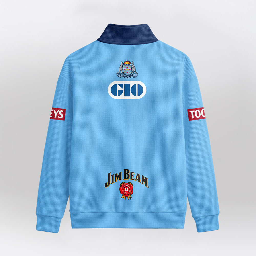 NSW Blues Rugby  Quarterzip Waffle Sweatshirt