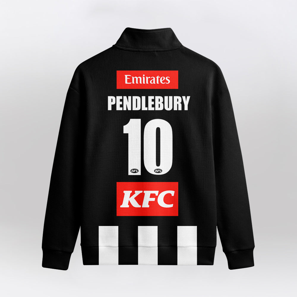 Collingwood Football 10 Pendlebury Quarterzip Waffle Sweatshirt