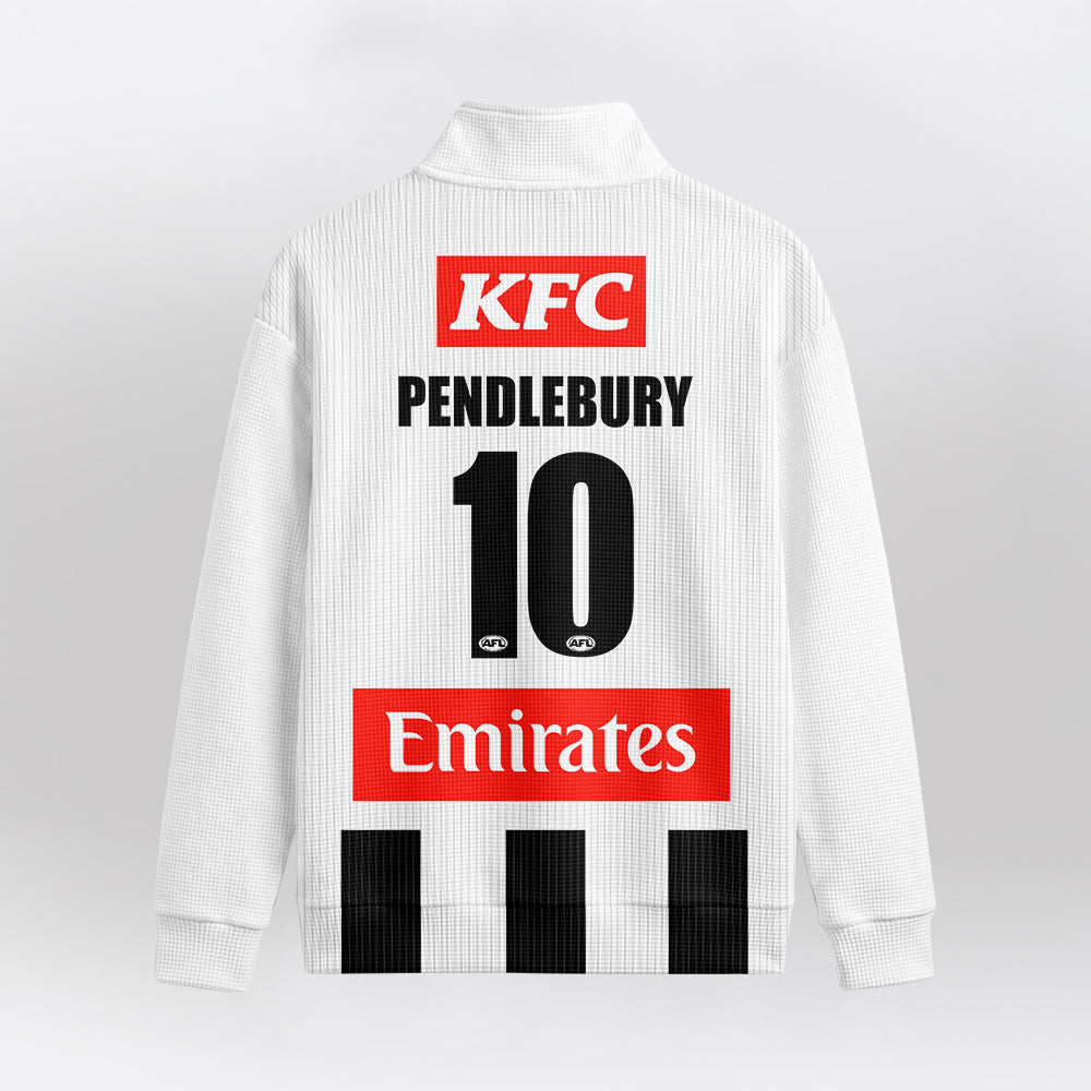 Collingwood Football 10 Pendlebury Quarterzip Waffle Sweatshirt