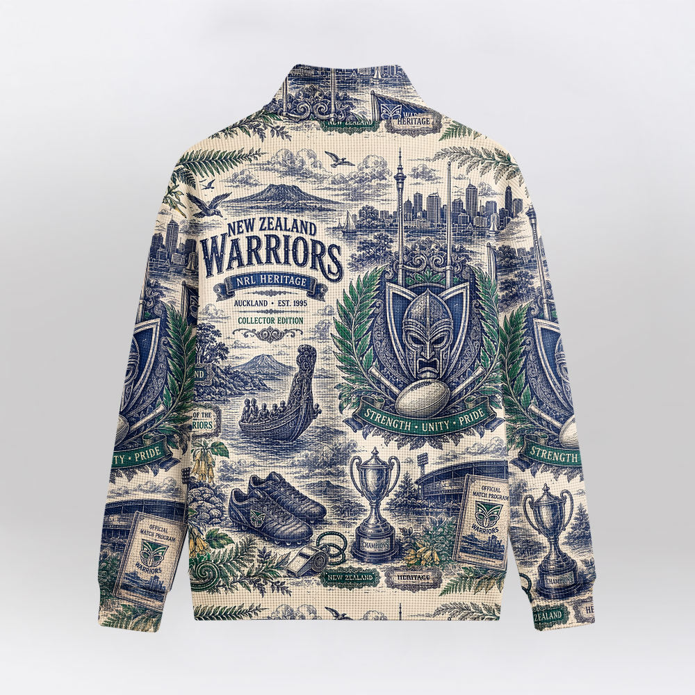 New Zealand Warriors Quarterzip Waffle Sweatshirt