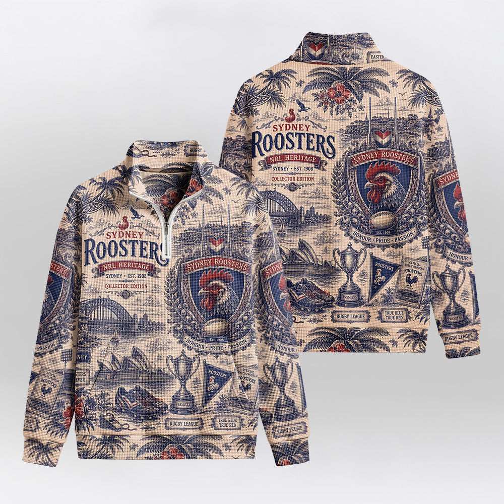 Sydney Roosters Quarterzip Waffle Sweatshirt