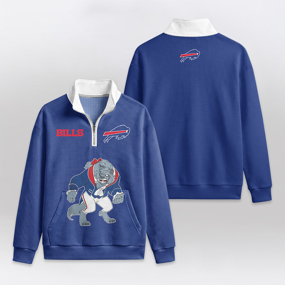 Buffalo B.I.L.L.S x The B.E.A.S.T Quarterzip Waffle Sweatshirt