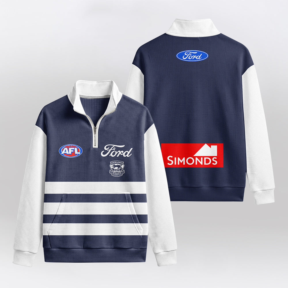 Geelong Football Quarterzip Waffle Sweatshirt