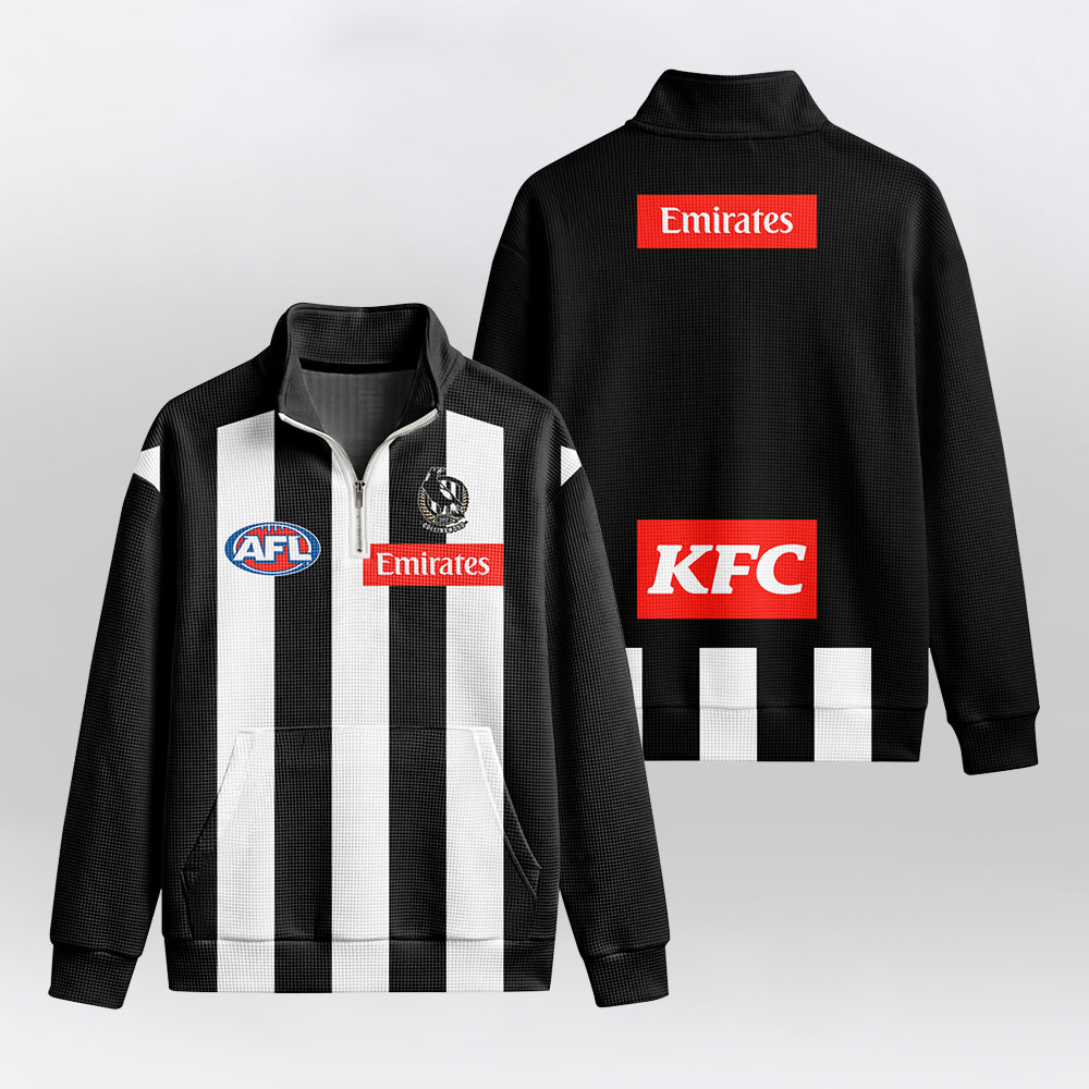 Collingwood Magpies Quarterzip Waffle Sweatshirt