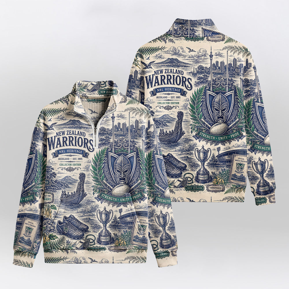 New Zealand Warriors Quarterzip Waffle Sweatshirt