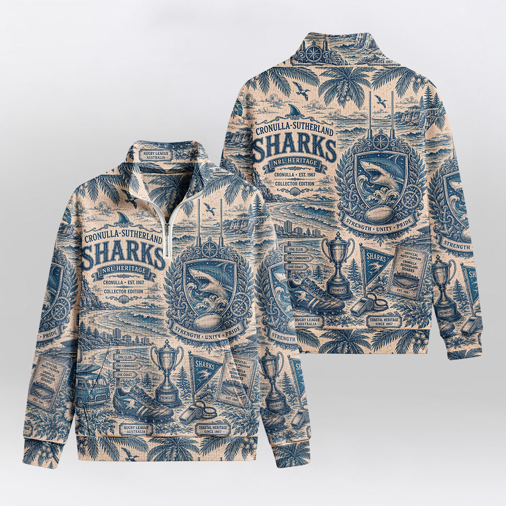 Cronulla-Sutherland Quarterzip Waffle Sweatshirt