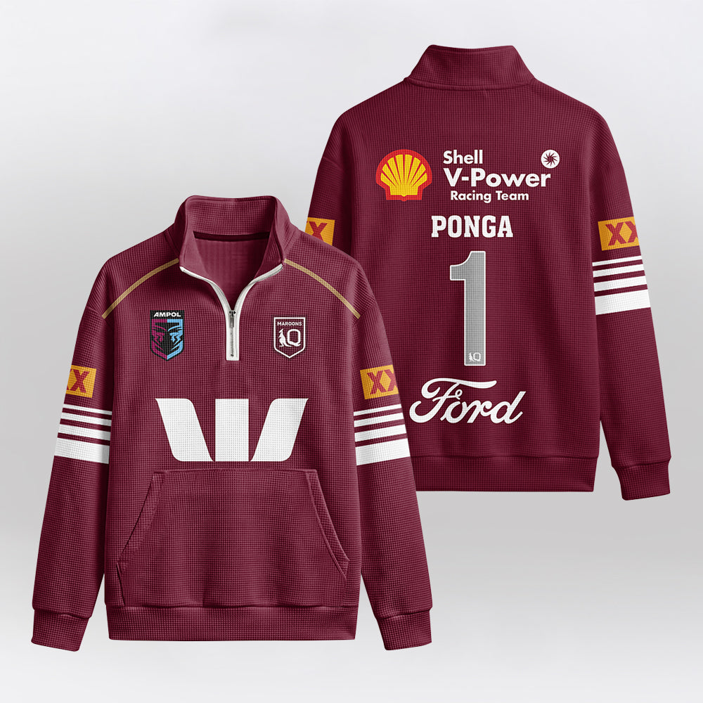 Queensland Rugby 2026 Ponga Quarterzip Waffle Sweatshirt