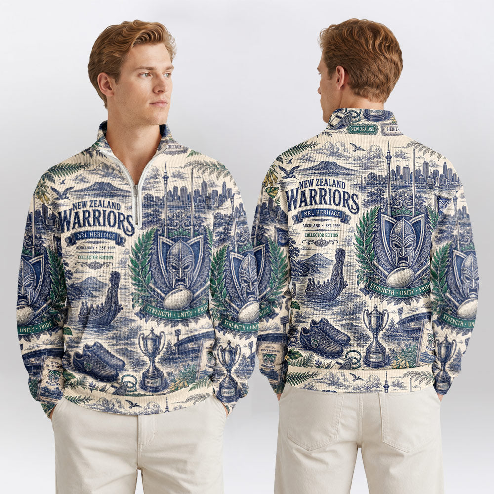 New Zealand Warriors Quarterzip Waffle Sweatshirt