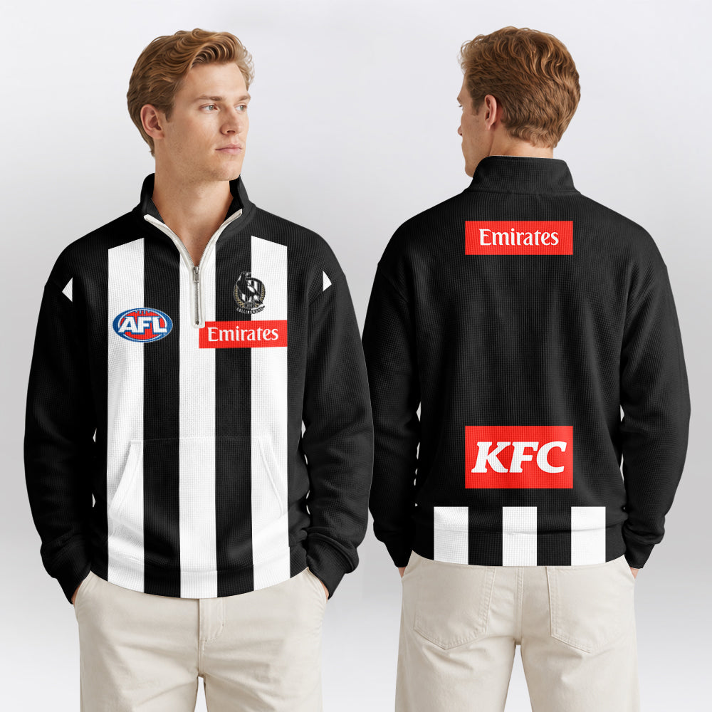 Collingwood Magpies Quarterzip Waffle Sweatshirt