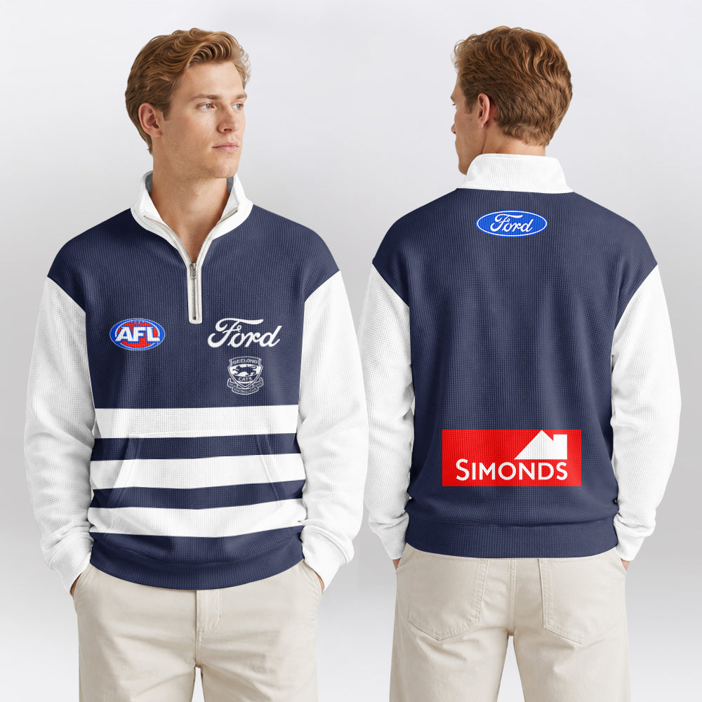 Geelong Football Quarterzip Waffle Sweatshirt