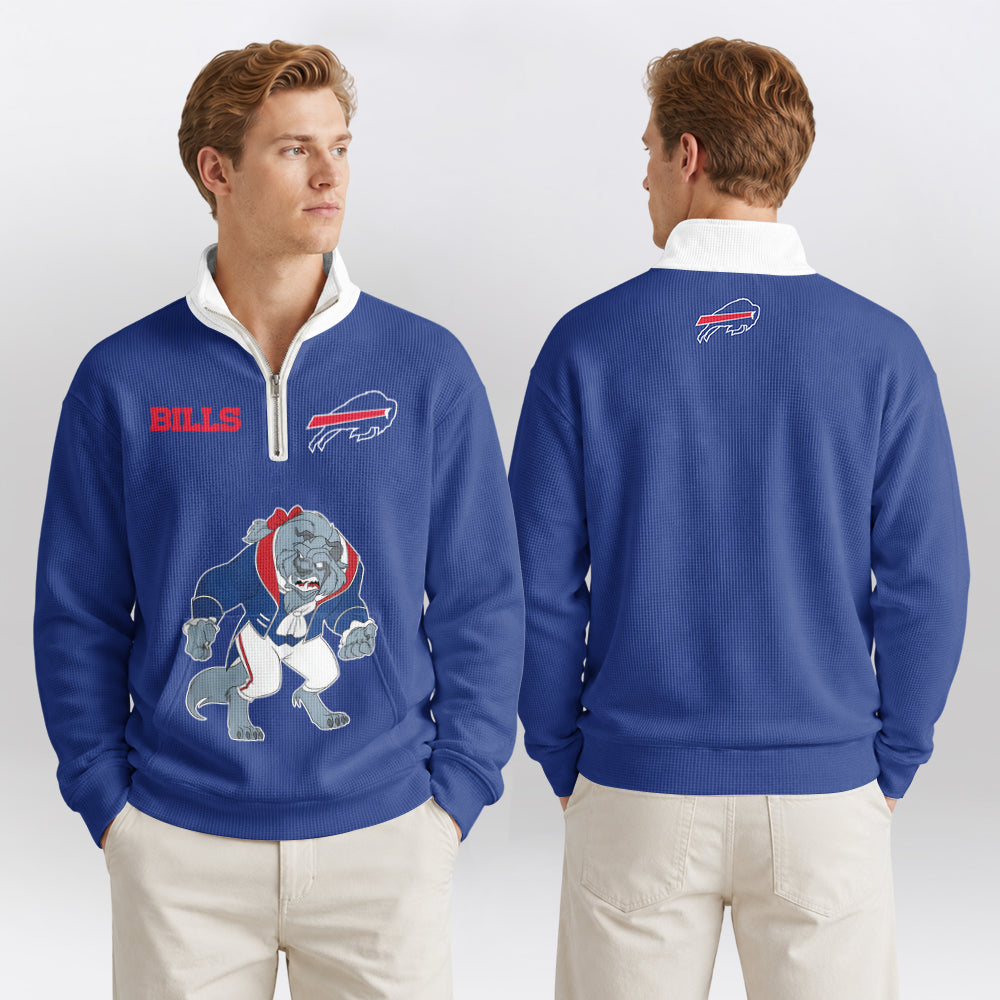 Buffalo B.I.L.L.S x The B.E.A.S.T Quarterzip Waffle Sweatshirt