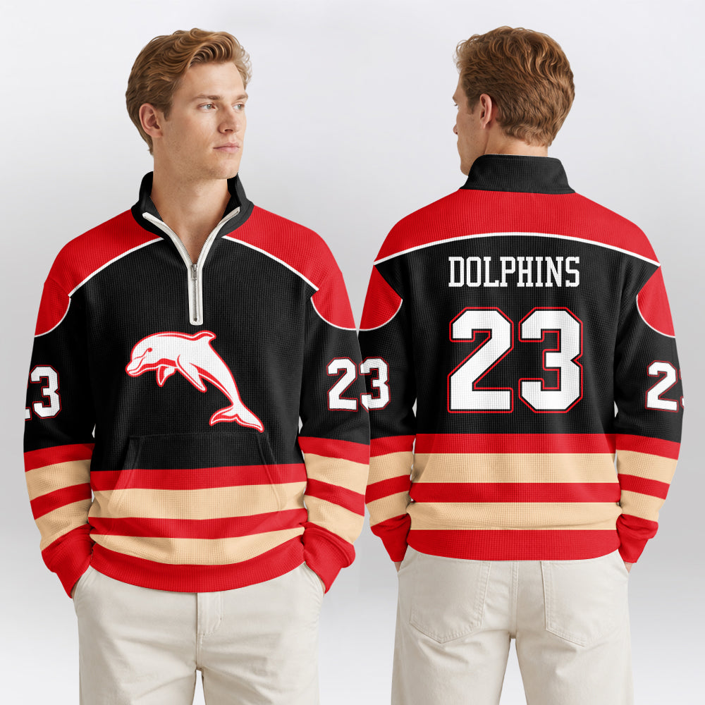 Dolphins Quarterzip Waffle Sweatshirt