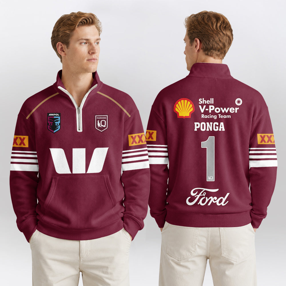 Queensland Rugby 2026 Ponga Quarterzip Waffle Sweatshirt